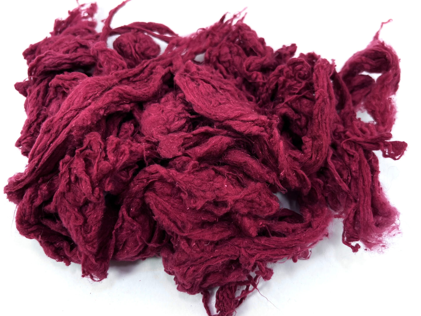 Tussah silk noils - Rose Red, 1 oz, recycled, nuno, felting, spinning fiber, art yarn, handspinning, felting, paper making 0907-06