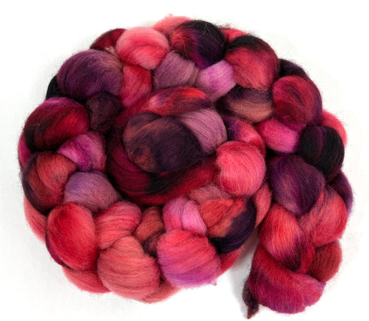 Beets Oopsie - 4 oz Targhee combed top, roving, spinning fiber, handspinning, felting, needle felting, weaving supplies