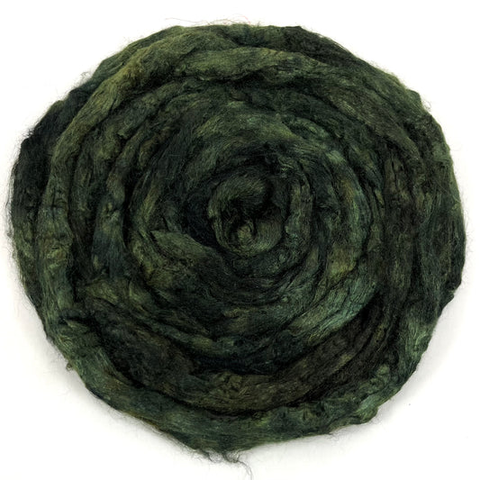 Tussah Silk - Bay Leaf - 1 oz hand dyed, nuno felting, spinning fiber, art yarn, handspinning, felting fiber, corespinning, roving, 0907-08