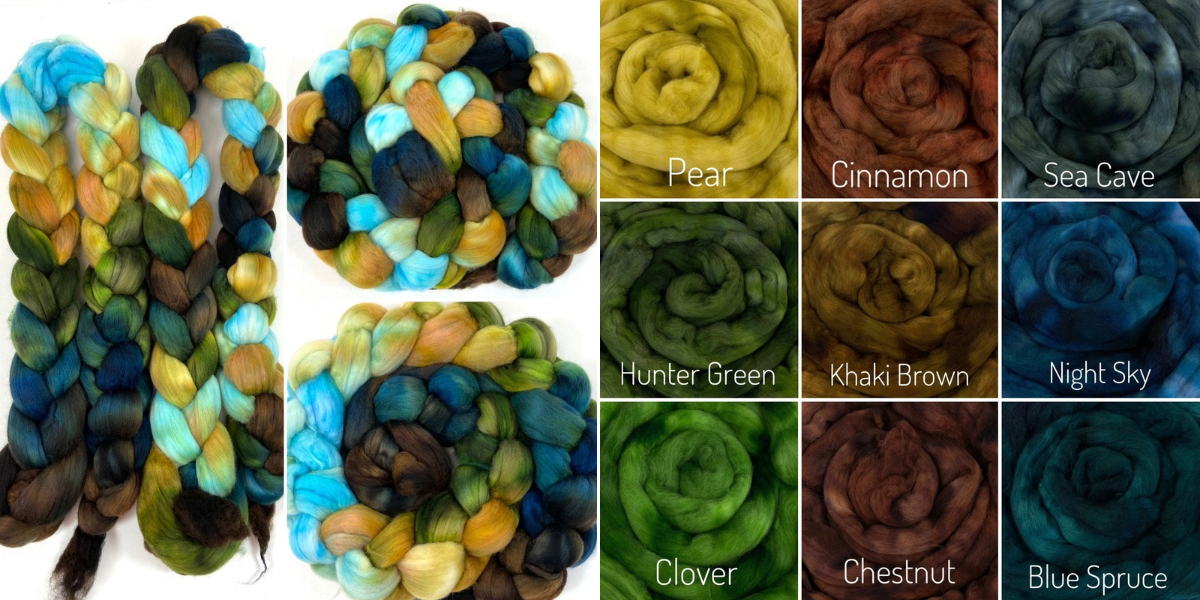 Sherwood Forest MG - 4 oz hand painted wool combed top, roving, spinning fiber, handspinning, felting, mirrored gradient