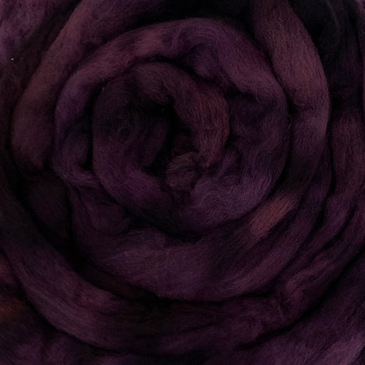 Black Cherry - 2 oz hand dyed semisolid wool combed top