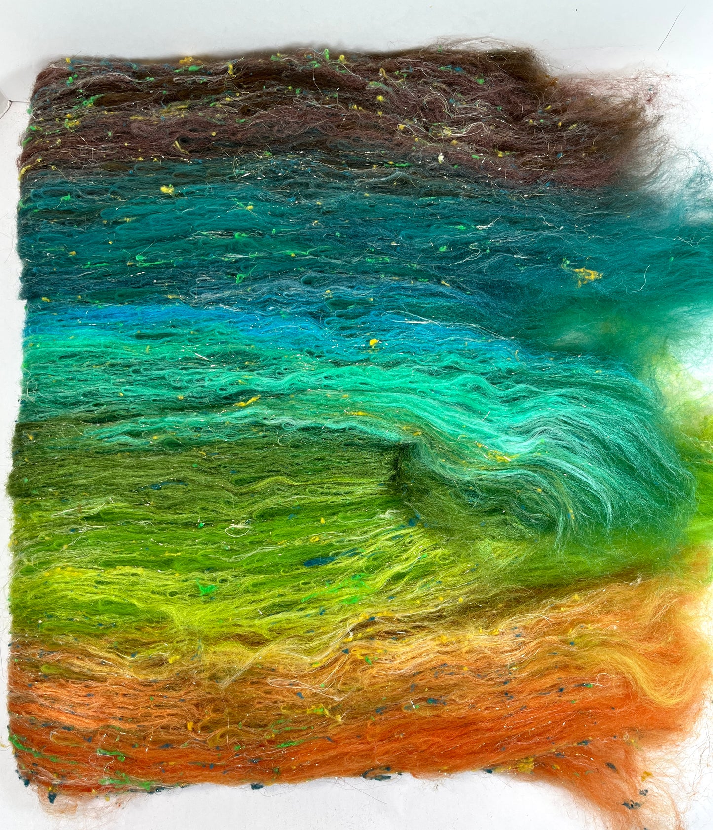 Sea Witch Gradient Batt 0905-01 - 2.7 oz Polwarth wool, silk, hemp, noils, spinning fiber, handspinning, nuno, felting wool, weaving, spindle
