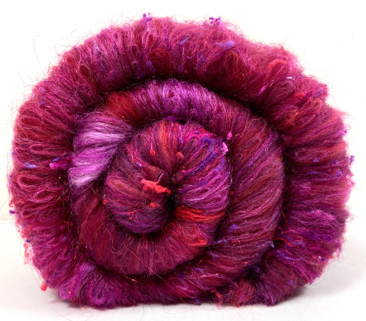Beets Batt 1012-04 - 2.8  oz Targhee wool, silk, noils, spinning fiber, drumcarded, handspinning, nuno, felting wool, weaving
