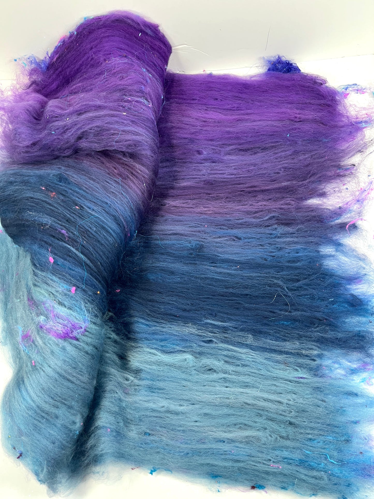 Nightberry Batt 0330-02 - 2.7 oz Polwarth wool, silk, noils, spinning fiber, drumcarded, handspinning, nuno, felting wool