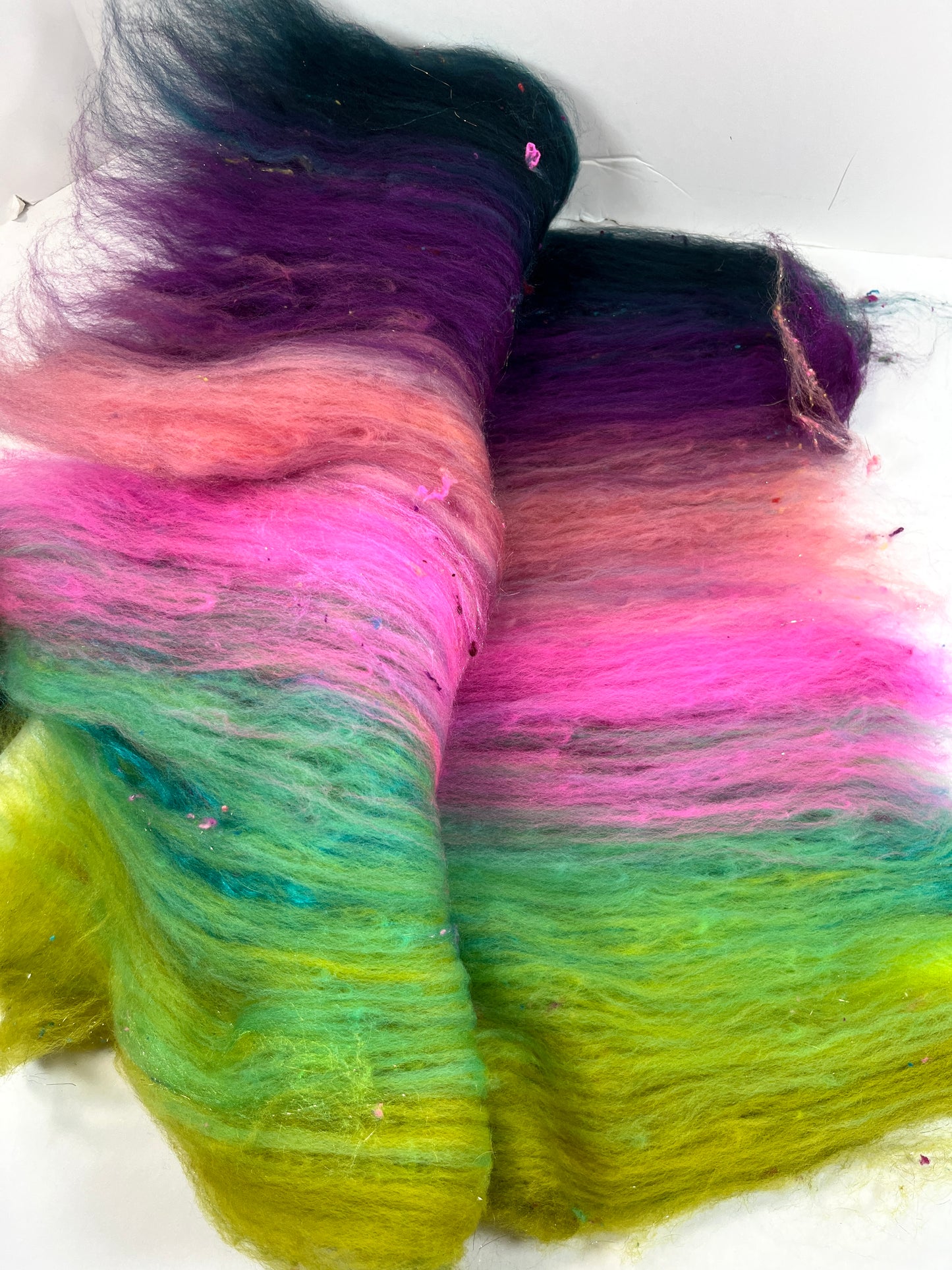 Drama Queen Batt 0407-02 - 2.8 oz Polwarth wool, silk, noils, spinning fiber, drumcarded, handspinning, nuno, felting wool