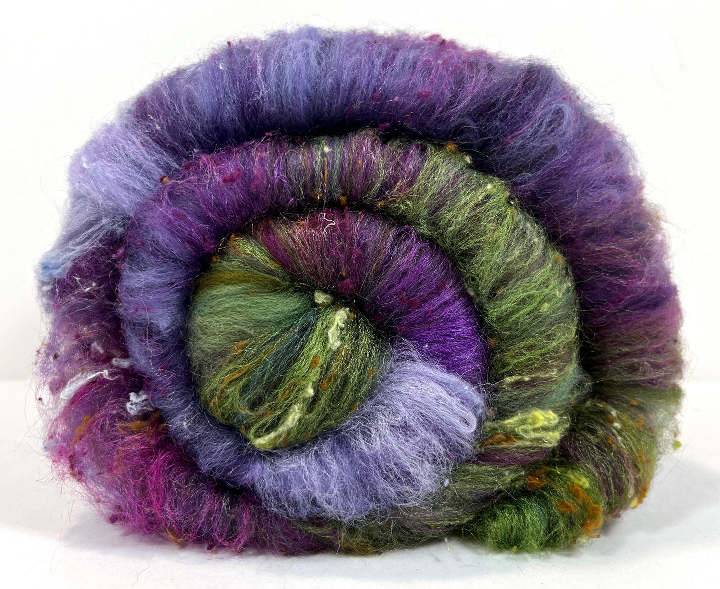 Arabesque Batt 1107-07 - 2.5 oz Falkland Merino wool, silk, noils, spinning fiber, drumcarded, handspinning, nuno, felting wool