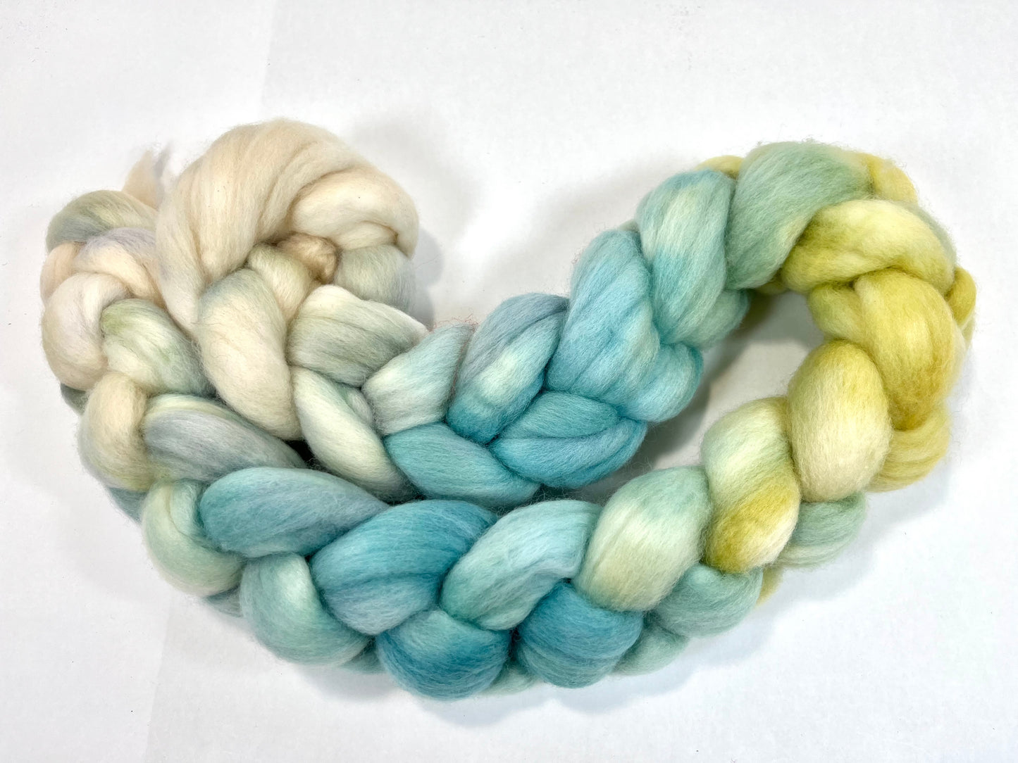 Whisper MG - 4 oz hand painted wool combed top, roving, spinning fiber, handspinning, felting