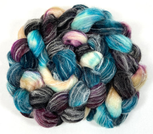 Brocade SC - 4 oz Superwash Panda Sparkle wool, bamboo combed top, roving, spinning fiber, handspinning, sock yarn, baby yarn