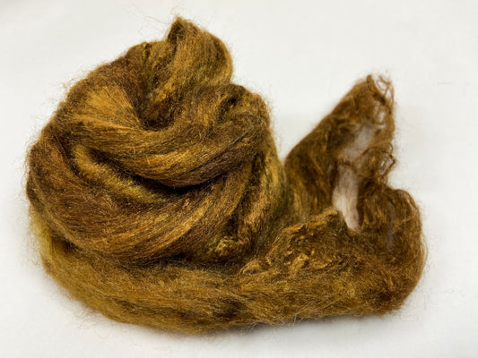Tussah Silk - Khaki Brown - hand dyed, nuno felting, spinning fiber, art yarn, handspinning, felting fiber, corespinning, roving, 1101-12